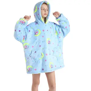 Blanket Hoodie Sample Available Wearable Blanket Custom Sweatsuit Sleeves Oversized Wearable Hoodie Blanket With Pocket