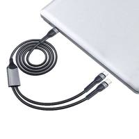 Cable de Datos Trenzado de Nailon Tipo C 2 en 1, Conductor de Cobre Puro, Carga Rápida Blindada PD 60W 5A para iOS 15/16, Android, Computadora y Móvil