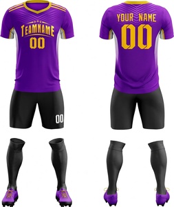 Custom Blue Soccer Jersey Kit Men's Short Sleeve V-Neck Moisture Wicking Uniform with Black Shorts and <b>Socks</b> All Seasons - Product Image 5