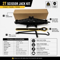Cric ciseaux portable 2 tonnes à manivelle manuelle pour voiture, kit de réparation d'urgence des pneus avec clé à écrous pour berline, SUV, MPV
