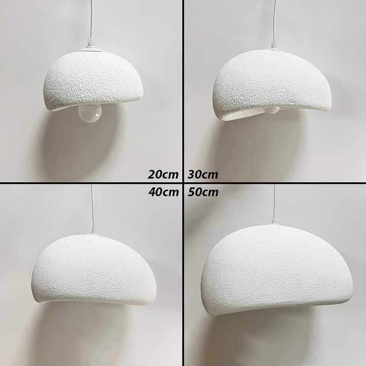 CNMKLM Modern Pendant Light Mat White Dining Room Pendant Lamp E27 Base Japanese Wabi-Sabi Style Chandelier Ceiling Lights Fixture For Living Room