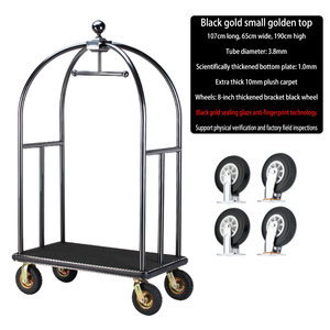 Op maat gemaakte draagbare metalen hotelbagagekarren met modern design, nieuwe roestvrijstalen hotellobby, verwijderbare functie - Product Image 3