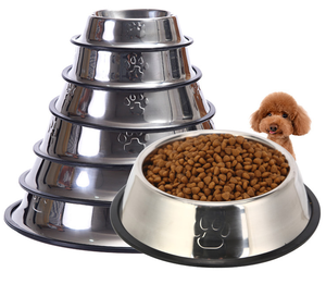 Cuencos de acero inoxidable para mascotas, Bases de goma antideslizantes para comida de perro, agua, gran oferta - Product Image 2