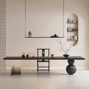 Wabi Sabi Style Office <b>Desk</b> Solid Wood Tea <b>Table</b> With Acrylic Gradient Top For Living Room And Office Use - Product Image 1