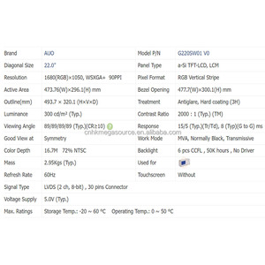 หน้าจอ AUO G220SW01 V0 ขนาด 22 นิ้ว จอแอลซีดี จอแสดงผลคริสตัลเหลว ความละเอียด 1680*1050 LVDS ความละเอียดสูง - Product Image 4