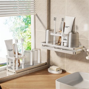 Bathroom <b>Corner</b> Modern Multi-Slot Anti-Rust Metal Toothbrush Holder Drain Electric Toothbrush Toothpaste Holder for Countertop - Product Image 2