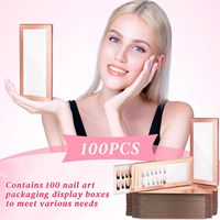 Boîtes en papier kraft personnalisables de luxe couleur or rose pour présentation d'ongles, en matériaux recyclés, pour emballage professionnel de salons de manucure