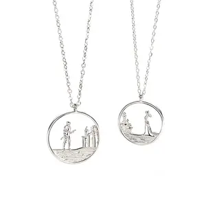 hot sale good price couple necklace for men women matching couple princess and knight love sterling silver 925 necklace for coup
