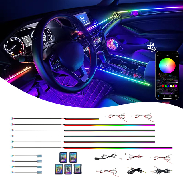 TK TKLED02 RGB Dynamic Ambient Light Car LED Dome Interior Lights 12V 120W Dazzling Atmosphere Accent 1 Year Warranty