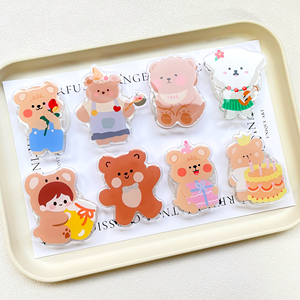 Wholesale Acrylic Epoxy Mobile Phone Grip Finger <strong>Ring</strong> Holder Stand Socket Griptok <strong>Poppings</strong> with Cute Cartoon Bear Design - Product Image 2