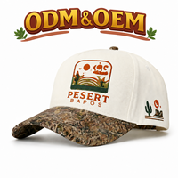 Casquette de baseball personnalisée en usine avec broderie 3D Cactus du Désert, motif camouflage blanc sur le devant, visière incurvée, réglable, pour sports de plein air, OEM ODM