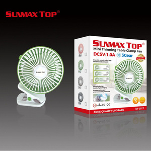 Ventilador de mesa pequeño Sunmax con clip, recargable, DC 5V 1.0A, 3 velocidades, con luz, portátil. - Product Image 1