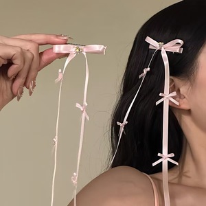 Estética del ballet francés, pinza para el pelo con lazo súper dulce y etéreo, pinza lateral con lazo rosa, nuevo estilo versátil. - Product Image 1