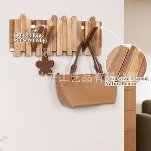 Porte-manteau mural en bois, design clavier de piano, bois massif, installation facile, crochets polyvalents pour vêtements et accessoires - Product Image 3