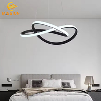 Plafonnier LED moderne 40W 500mm Courbé Luminaire suspendu à intensité variable avec hauteur de suspension réglable pour salon