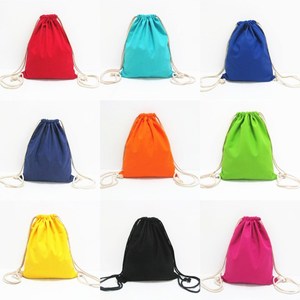 Mochila de Lona de Algodón Negra con Cordón y Logotipo, Precio de Fábrica - Product Image 3