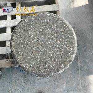 Nuevos Materiales de Construcción de Piedra, Taburete de Terrazo Redondo XMS006, Concreto de Alto Rendimiento, Muebles para Cafetería de Interior y Exterior - Product Image 2