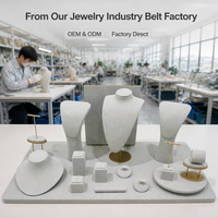 Présentoir à bijoux de luxe WEIMEI en velours blanc avec plateau buste pour colliers, boucles d'oreilles, bagues et bracelets – Ensemble de présentation de bijoux