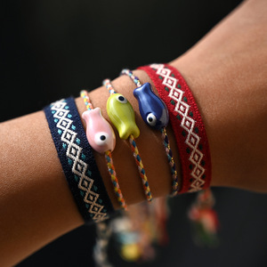 Pulsera de Pescado Hecha a Mano, <span class=keywords><strong>Tobillera</strong></span> <span class=keywords><strong>Tejida</strong></span> Colorida, Estilo Hawaiano, Veraniego, Playero, Ajustable para Mujeres y Hombres - Product Image 4