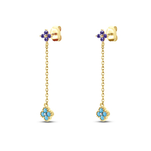 <b>CANNER</b> Petal Long Chain Diamond Earrings S925 Silver Hypoallergenic Chain Tassel Earrings Stud Earrings 18k for Girls - Product Image 6
