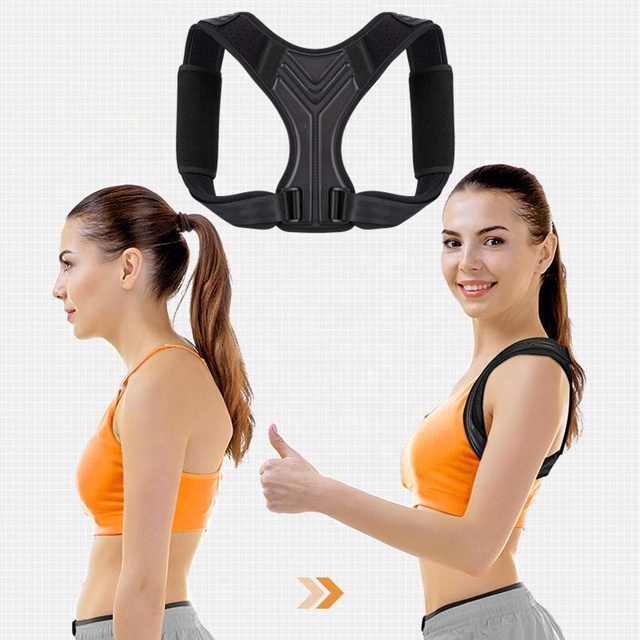 Adult Neoprene Breathable Portable Double Shoulder Upper Back Support Belt Rounded Shoulder Adjustable Posture Corrector Hook