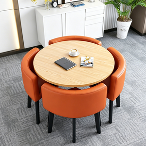Modern Durable Minimalist Reception Negotiation Round Coffee <strong>Table</strong> Front Desk <strong>and</strong> <strong>Chair</strong> Set for Office Lounge Area - Product Image 1
