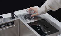Edition Smart LED évier de cuisine à affichage numérique multifonction moderne cascade évier de cuisine intelligent en acier inoxydable