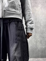 Fabricant de vêtements sur mesure : Pantalon de survêtement pour homme, coupe ample, double taille, épais, imprimé sérigraphié, effet vieilli, coupe évasée