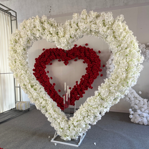 Arco de Flores de Hortensia para Boda Y-HFA131, Arco de Flores de Corazón de Rosa Artificial, Fondo de Arco de Flores de Corazón Blanco, Decoración de Seda - Product Image 1