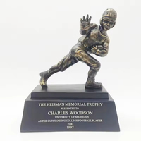 Trophée commémoratif Heisman, coupe de championnat de football universitaire MVP, souvenir, plaqué or, résine polie, imprimé en typographie