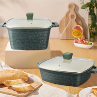2023 populaire moulage sous pression ustensiles de cuisine en aluminium marmite antiadhésive casseroles économie d'énergie chaudron carré pot à soupe