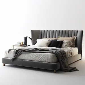 Deri döşemeli Platform yatağı avrupa tasarımları çift depolama kral kraliçe yatak kadife kumaş yatak