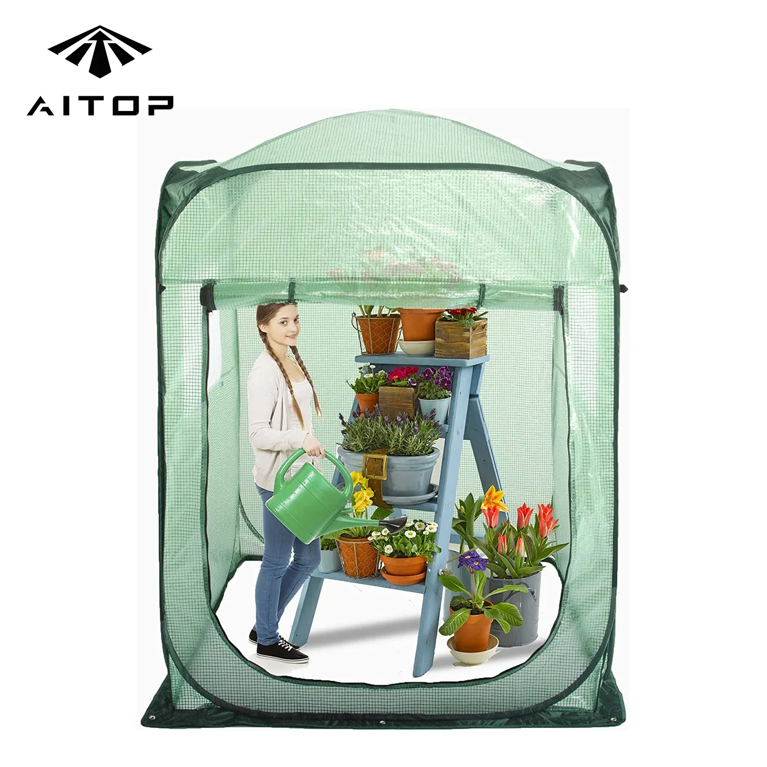 Aitop, sombrilla de flores de gran espacio, resistente al agua, cría de semillas, casa cálida, portátil, Pop Up, casa verde, plantas, casa protectora para cultivo