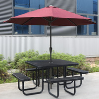 Table de pique-nique extérieure en acier expansé durable de qualité commerciale pour 8 personnes avec banc intégré