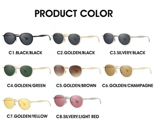 Nouvelles lunettes de soleil unisexes vintage rondes en métal 2025, lunettes de soleil personnalisées avec logo, vente en gros - Product Image 5