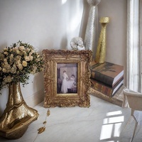 Cadre photo en résine personnalisé 10x15, style baroque doré orné, avec verre vintage, fait main, de luxe, écologique, pour photos 4x6