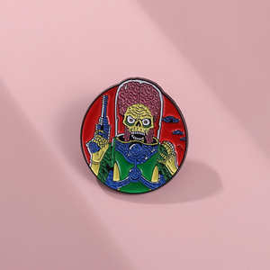 Máscara de Horror de Cerebro Rojo de Película de Ciencia Ficción Martiana de Dibujos Animados de Halloween Europea y Americana, Insignia y Emblema Metálicos Pintados - Product Image 2