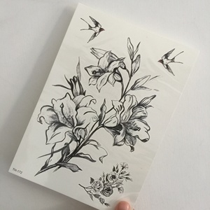 Té negro de cuello belleza impermeable dibujo <span class=keywords><strong>hierba</strong></span> etiqueta mujeres Sexy cuerpo arte brazo respetuoso del medio - Product Image 4