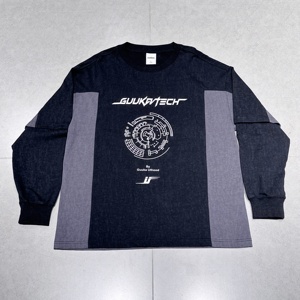 XUCHANG Original de alta calidad logotipo personalizado 100% algodón 200 gramos Camiseta de <span class=keywords><strong>manga</strong></span> <span class=keywords><strong>larga</strong></span> cuello redondo para <span class=keywords><strong>hombre</strong></span> Camiseta de doble capa - Product Image 1