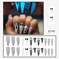Faux ongles à presser sur le thème d'Halloween avec colle, courts, carrés, ronds, longs, en amande, en forme de cercueil, en gros, directement de l'usine