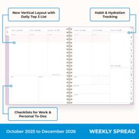 Carnet de planification et journal personnalisable A5 à spirale, 120 feuilles, couverture en papier, non daté, pour la planification quotidienne/hebdomadaire/mensuelle – Vente en gros