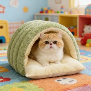 Tempat Tidur Kucing Tipe Gua Ramah Lingkungan, Dapat Dicuci, Penutup Dapat Dilepas untuk Kemudahan Pembersihan & Kenyamanan Sepanjang Musim & Kehangatan di Malam Dingin - Product Image 5