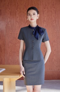 Costume <span class=keywords><strong>de</strong></span> bureau professionnel pour femmes, manches courtes, uniforme <span class=keywords><strong>de</strong></span> responsable <span class=keywords><strong>de</strong></span> réception d'hôtel, production sur mesure, costume d'hôtel professionnel pour femmes - Product Image 3