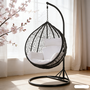 Columpio para Patio Trasero, Columpio Interior para Sala de Estar, Columpio de Madera y Ratán para Niños, Silla Colgante de <span class=keywords><strong>Jardín</strong></span>, Silla Colgante de <span class=keywords><strong>Plástico</strong></span> Transparente Tipo Huevo - Product Image 4