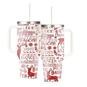 Gobelet isotherme de Noël avec couvercle et paille, cadeau de Noël et de Nouvel An, 40 oz, double paroi, isolation sous vide - Product Image 2