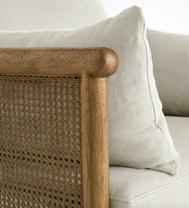 Sillón Sydney de Mimbre con Asiento Confortable para Sala de Estar de Lujo, Estilo <span class=keywords><strong>A</strong></span>ños 60, Inspirado en <span class=keywords><strong>Interiores</strong></span> Sassanid OEM, Lino Lavado - Product Image 5