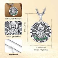 Merryshine Pendentif Médaille en Laiton Vert Saint Patrick, Bijou Religieux Catholique Chrétien, Amulette de Protection et d'Inspiration