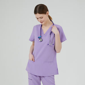 Conjunto de Uniformes Médicos Ecológicos para Mujer, Tallas Grandes, Tejido, Spandex/Poliéster/Rayón TRST21SCT012F+TRST21SCP001F, Marca FUXIN FUYI - Product Image 4