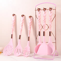 Ensemble de cuisine en silicone de haute qualité, 7 pièces, cuillère, spatule, ustensiles de cuisine résistants à la température avec support