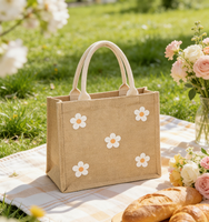 Souvenirs de mariage à la plage tendance - Sac fourre-tout en jute jaune de style coréen, simple, personnalisable, avec fermeture éclair et cordon